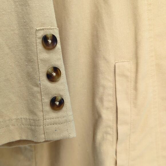 Multiples Linen Blend Jacket Button Front 1X Tan Minimalist Neutral Outwear - Picture 5 of 11